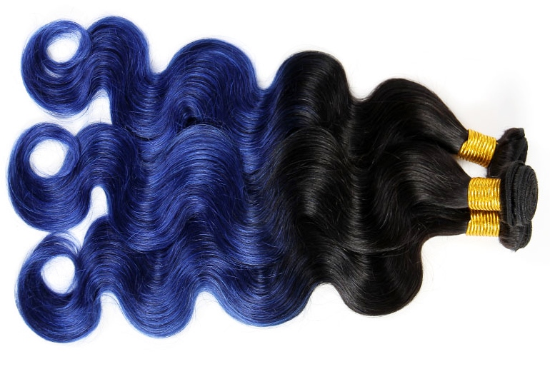 1. Dark blue sew in hair extensions - wide 1