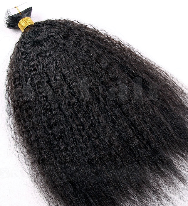 Skin Weft Hair Extensions Kinky Straight A blow dried Afro hair texture