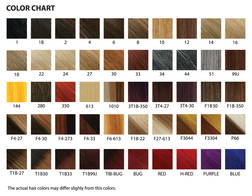 Hair Extension Color Number Chart