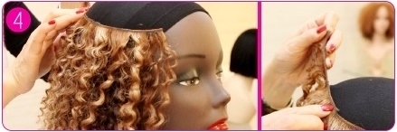Make your own two-tone wig step 4 - adding tracks in a U shape around the head