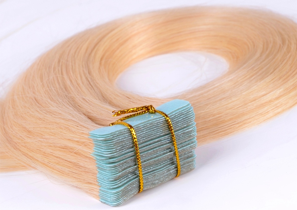 Silky Straight Blonde Tape in Hair Extensions Silky Straight Tape-in Hair Extensions